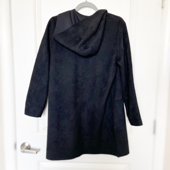 ZARA • Black Faux Suede Hooded Jacket Sz S - Picture 4 of 7